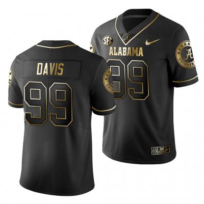 Men's Alabama Crimson Tide #99 Raekwon Davis 2019 Black Golden Edition NCAA Limited College Football Jersey 2403PNLR5